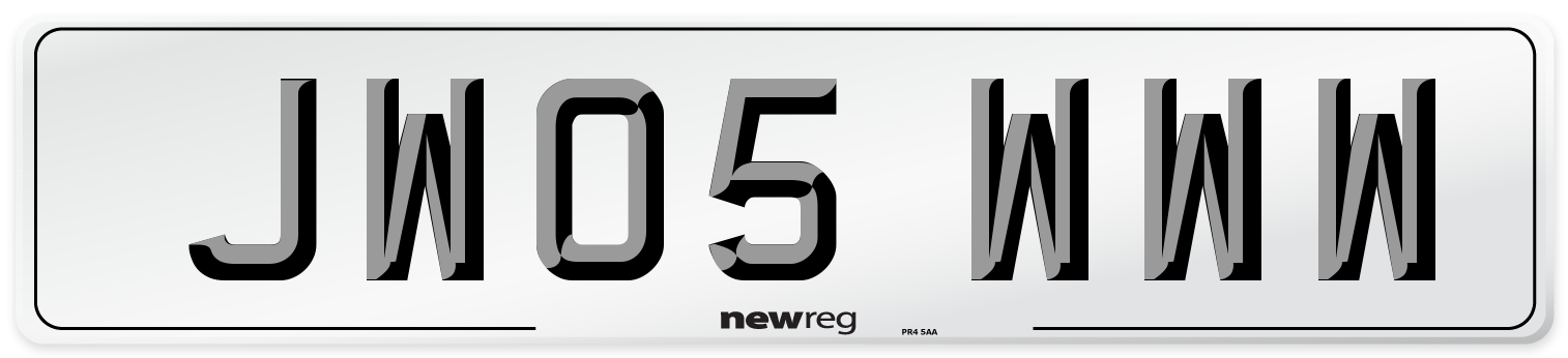 JW05 WWW Number Plate from New Reg